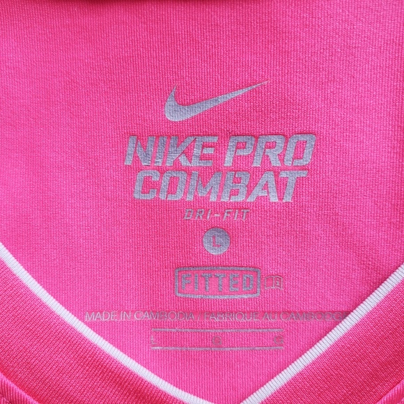 NIKE PRO COMBAT DRI FIT FITTED V NECK SHIRT - Picture 4 of 6